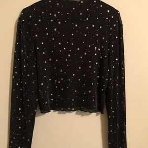 Black & Gold Mesh Pullover Top NWOT Size 1XL